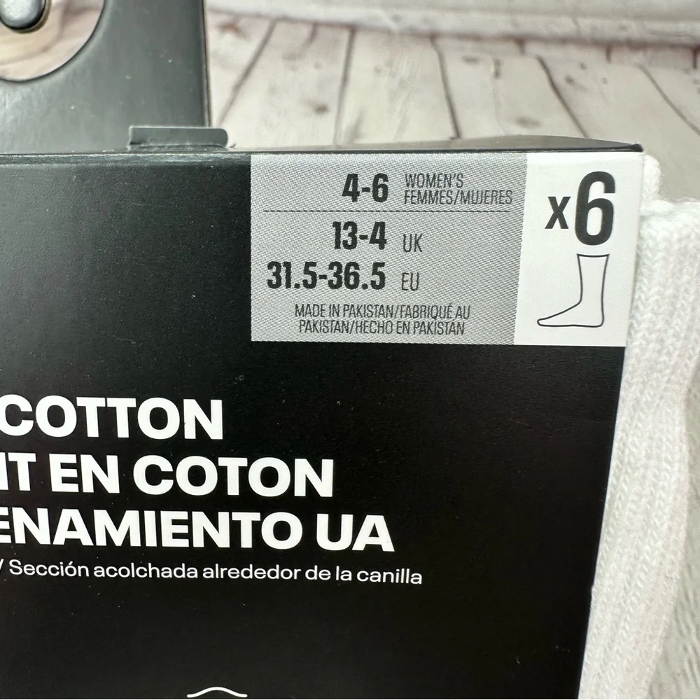 NWT under armour UA training cotton blend crew socks womens 4-6 UNISEX